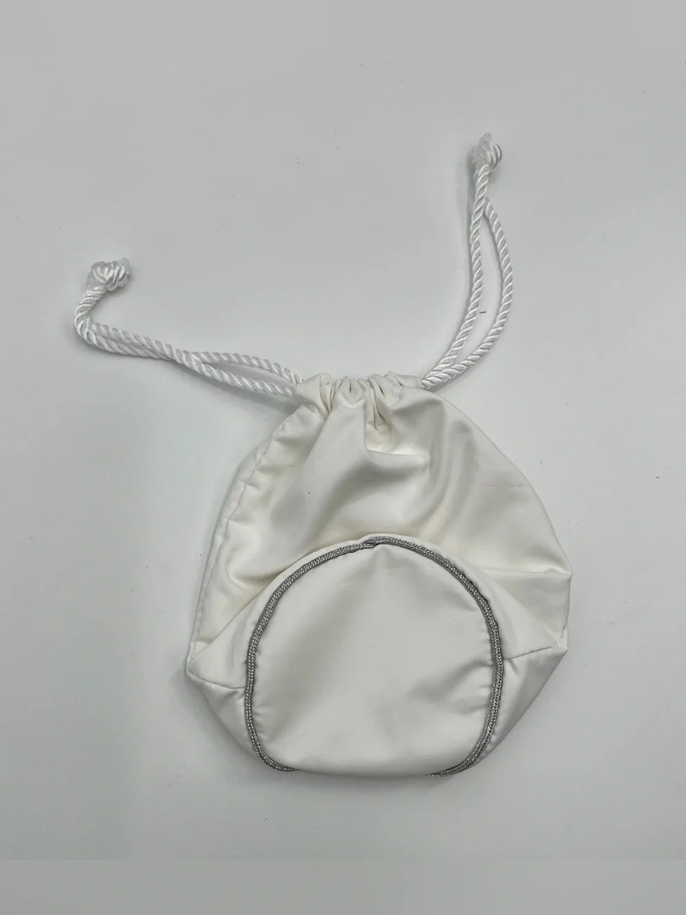 Chanel Le Blanc White Satin Drawstring Pouch dust bag designer packaging